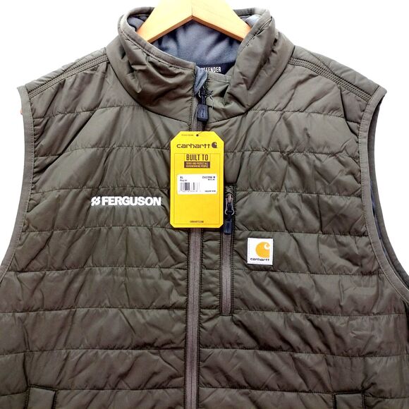 Carhartt Vest Men XL Green Rain Defender Lightweight Insulated Puffer OV2286 NEW - Picture 2 of 15